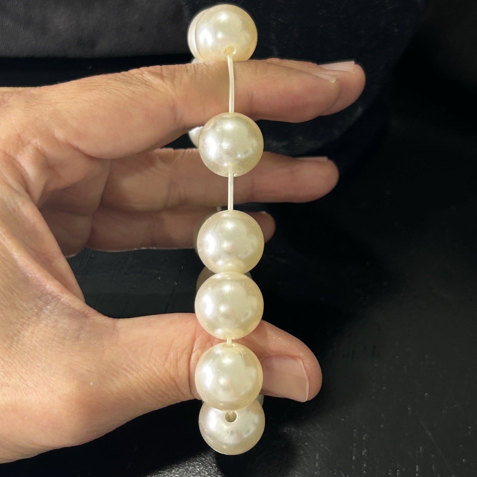 Vintage Faux Pearl Beaded Stretch Bracelet 8”