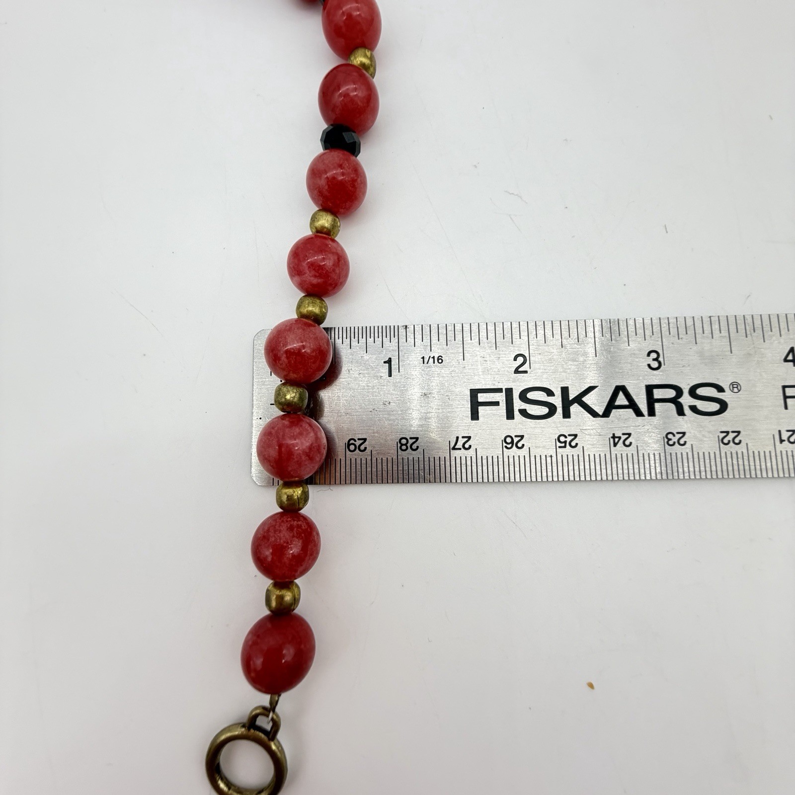 Vintage Artisan Rhodocrosite Pink Gemstone Necklace Murano Pendant Estate