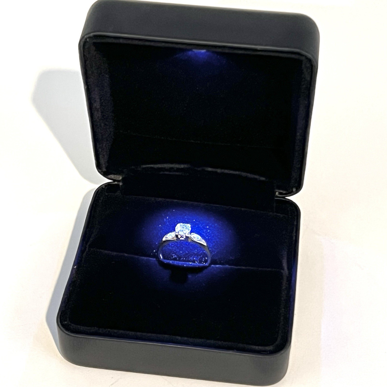 Vtg 14k White Gold 6.75 Ring Old European Cut Diamond 0.5ct H Color SI2 Clarity