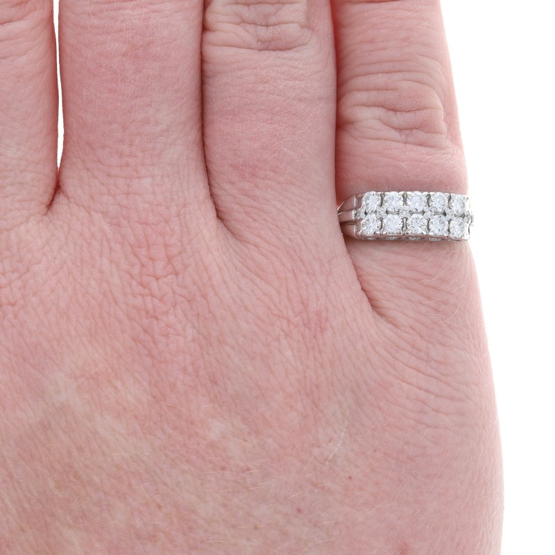 White Gold Diamond Cluster Cocktail Band – 14k Round Brilliant 1.00ctw Ring