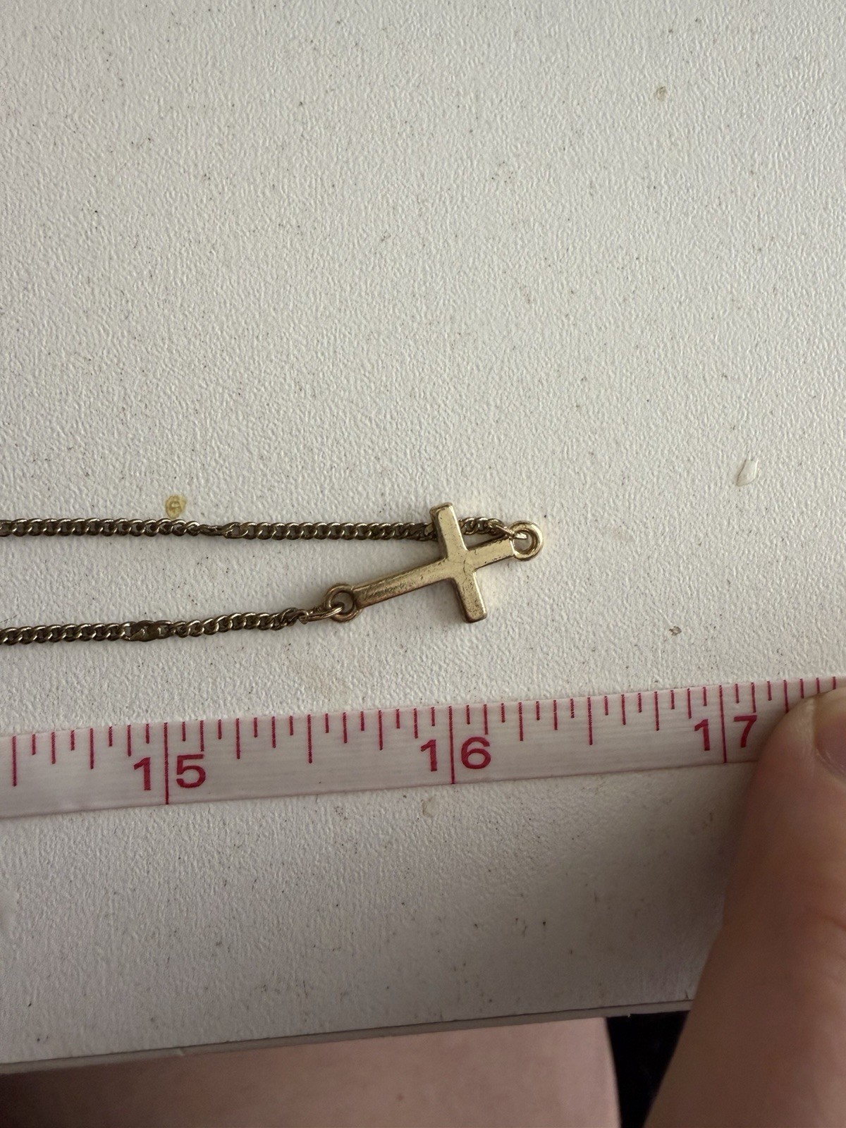 Vintage Gold Tone Station Cross Necklace 16” Layering Christian Faith Necklace