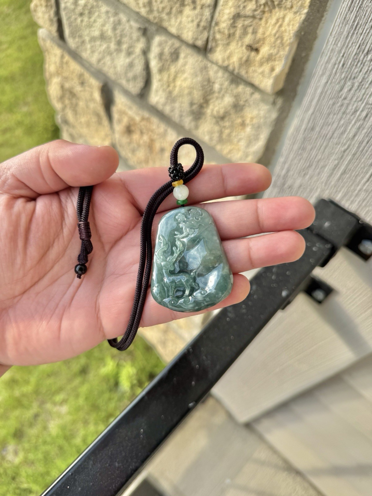 Guatemalan Blue Green Jadeite Jade Pendant Translucent High Quality (Deer)