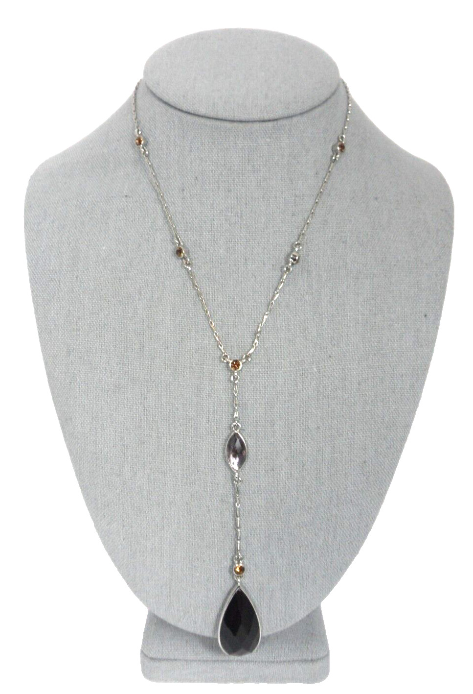 Lia Sophia Lavalier Necklace Georgian Y Drop Edwardian Teardrop Pendant Station