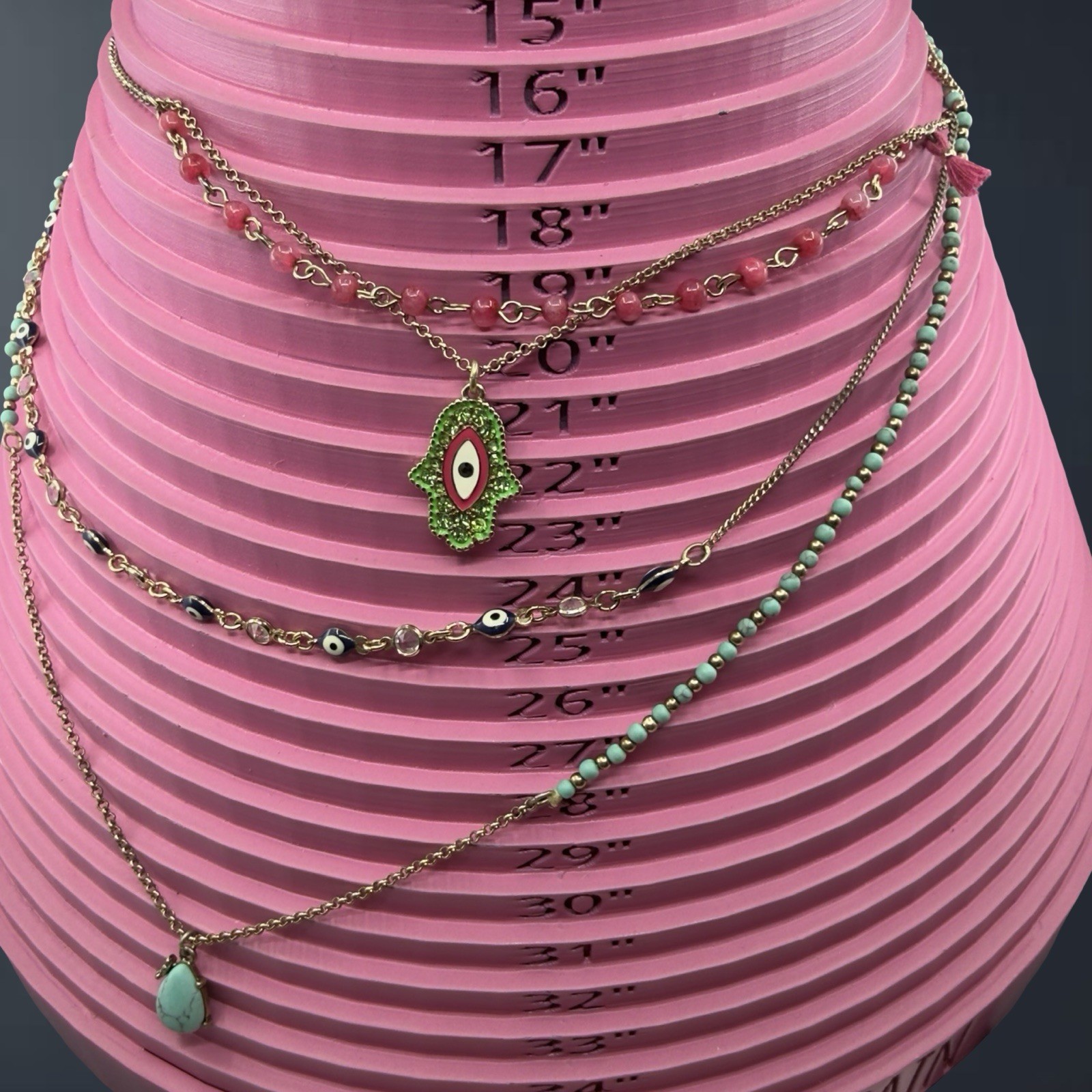 RETIRED Betsey Johnson 🎀 RHINESTONE Evil Eye Hamsa Layered Necklace Turquoise