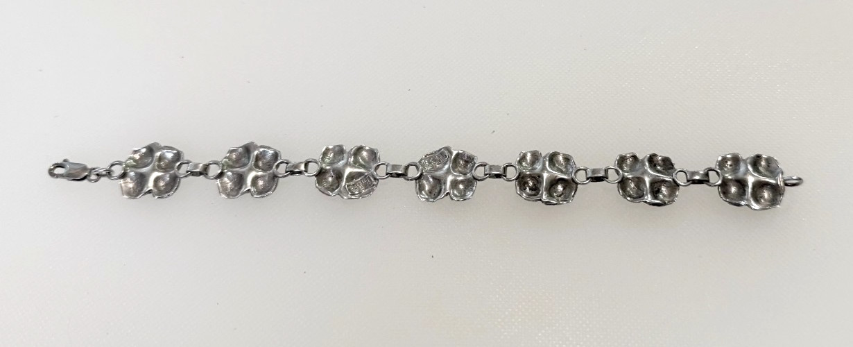 Carol Felley Sterling Silver Flower Link Bracelet 7.25 in Vintage 1988