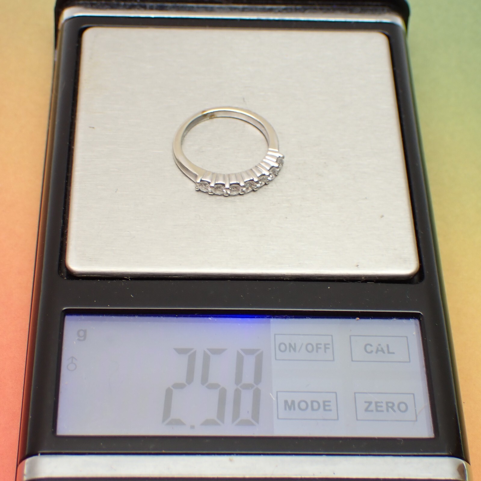 7 Diamond Wedding Band 14K White Gold Ring 0.35ct Full Cut Stones Size 5 2.5g