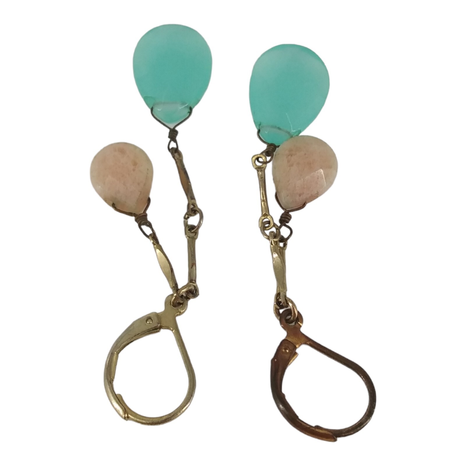 Pink Blue Drop Dangle Earrings Pierced Teardrop Classic Vintage