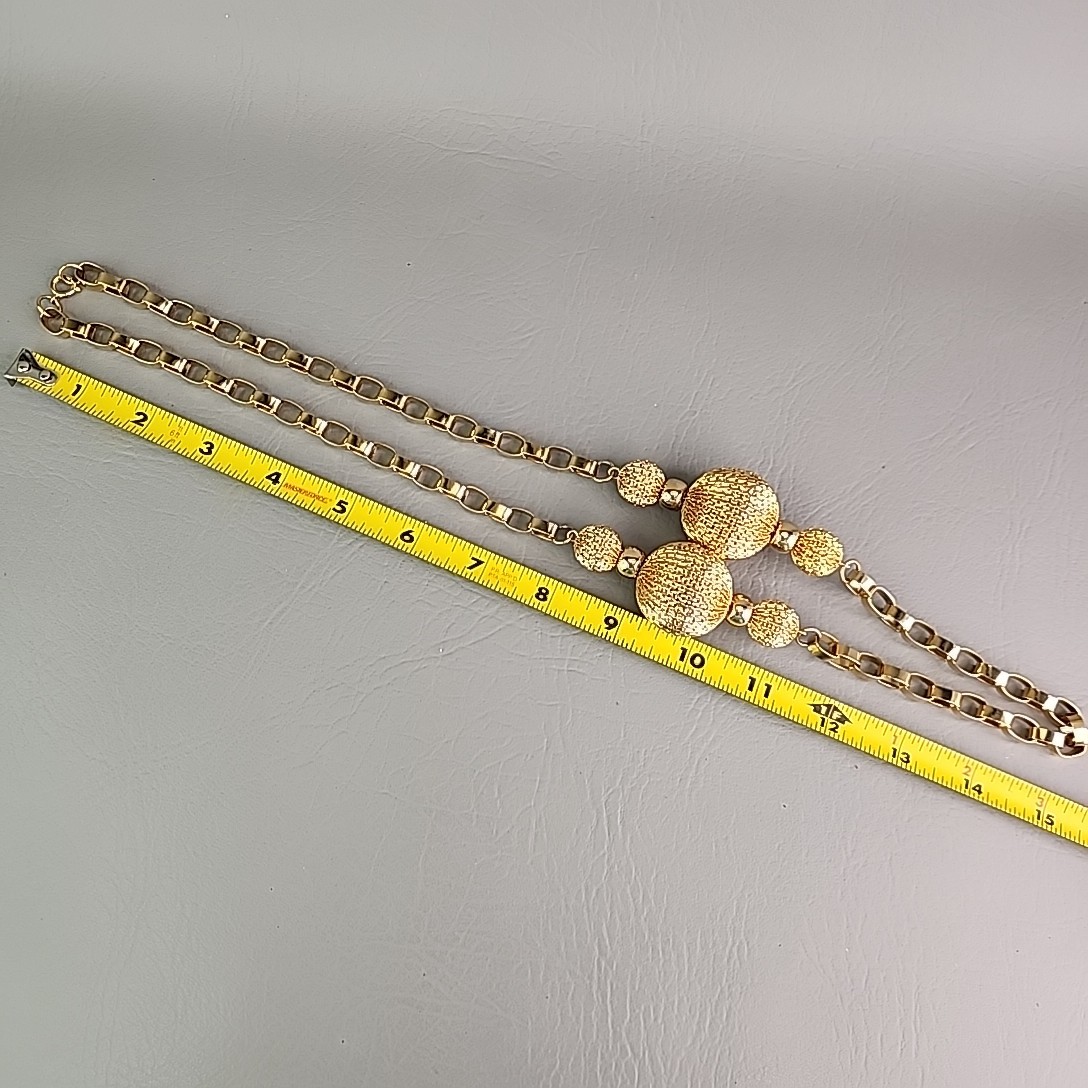 Vintage Mesh Ball Necklace Chunky Gold Tone Linked Chain 31″