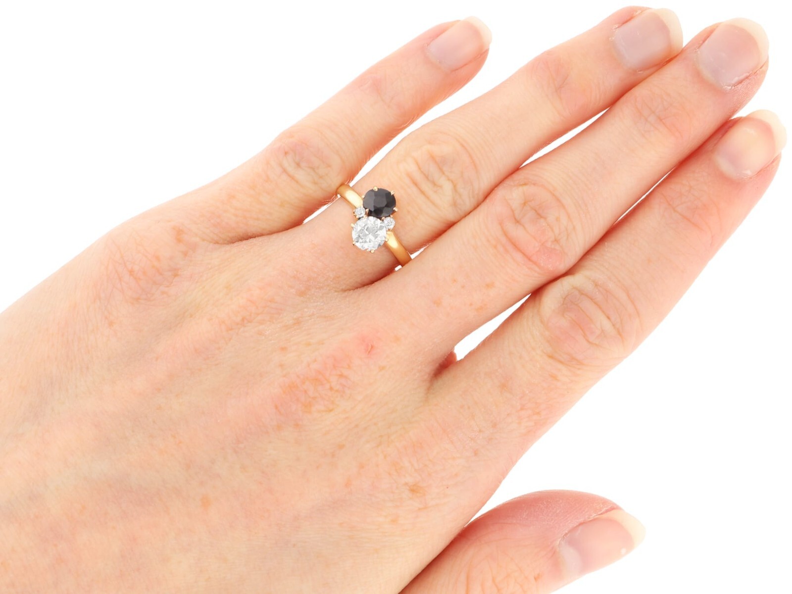 Antique 0.78Ct Sapphire and 0.88Ct Diamond, 14k Yellow Gold Ring Circa 1910