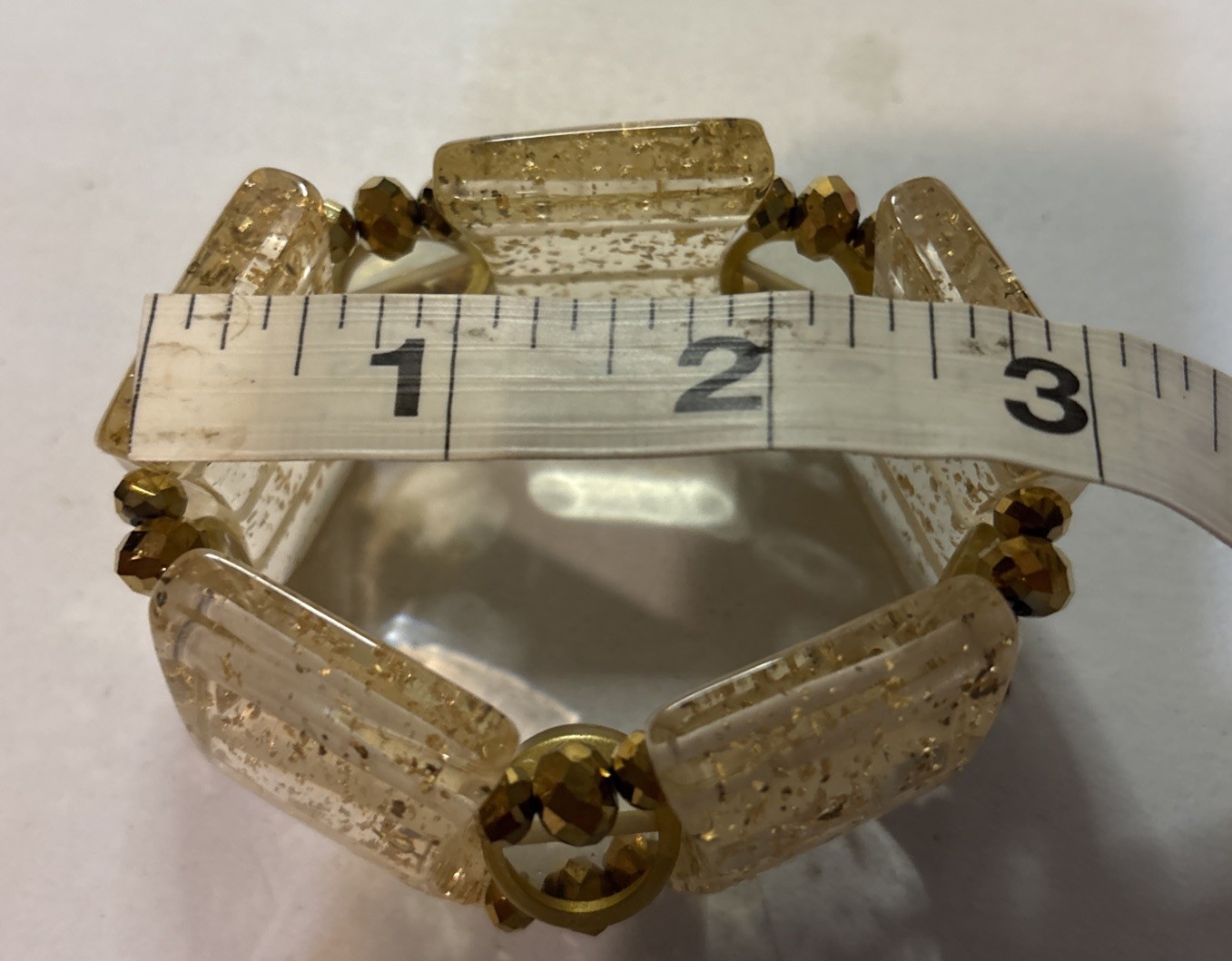 Vintage Chunky Statement Clear Lucite With Gold Flecks Demi Parure Set