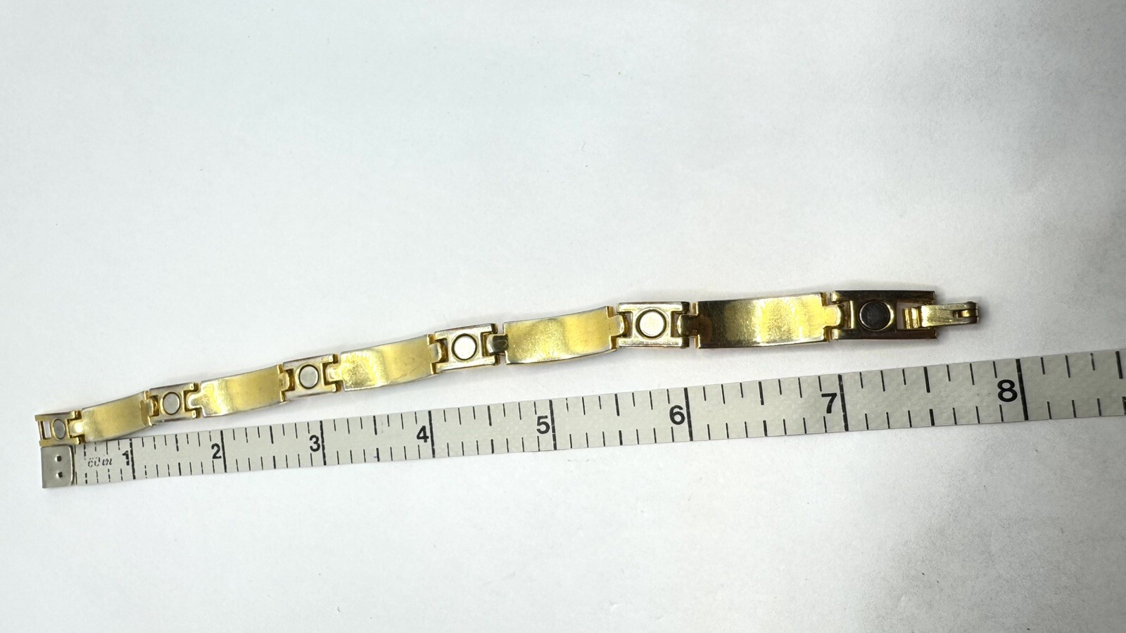 Vintage Gold Tone Linked Panel Magnetic Asian Bracelet Tiger Eye Jade Turquoise