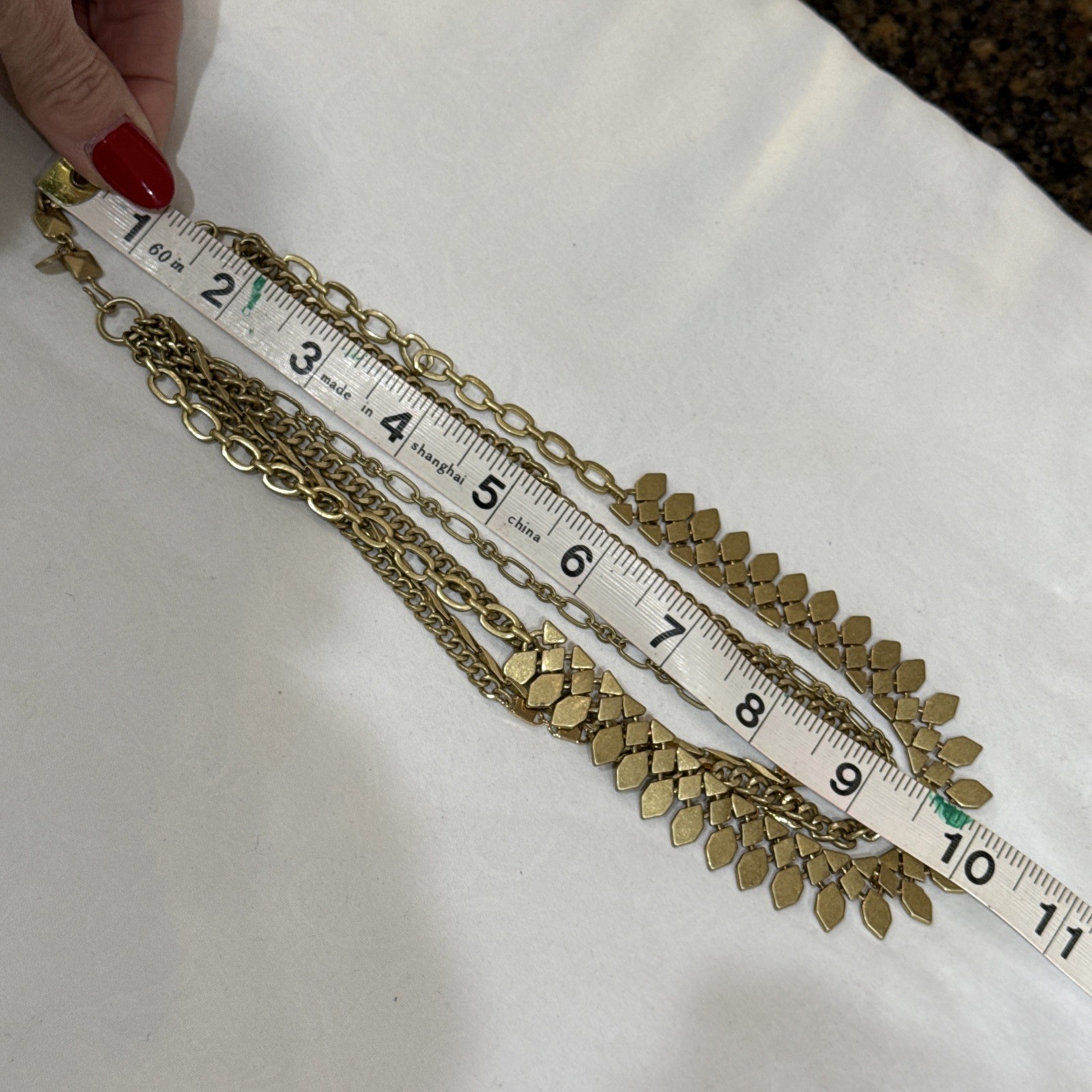 Vintage Signed Stella & Dot Brushed Gold-tone 5-Strand Necklace Chunky Statement