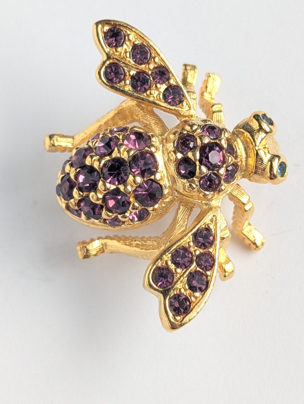 Joan Rivers Gold Tone Purple And Blue Crystal Honeybee Brooch Pin