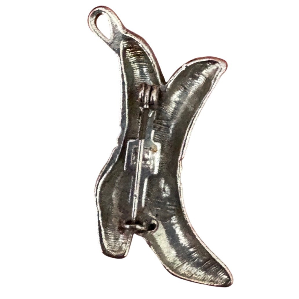 Vintage Silver Tone Western Horse Head Lapel Pin and Cowboy Boot Brooch Set