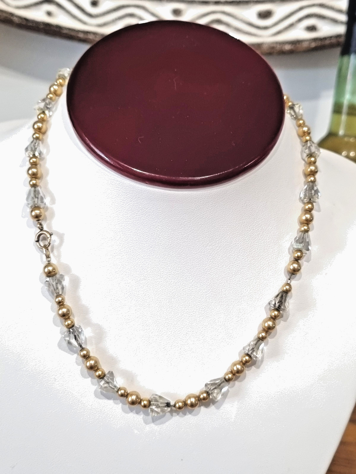 Antique 1930s 12k Gold Fill Spinel bead necklace See Video Bracelet Available
