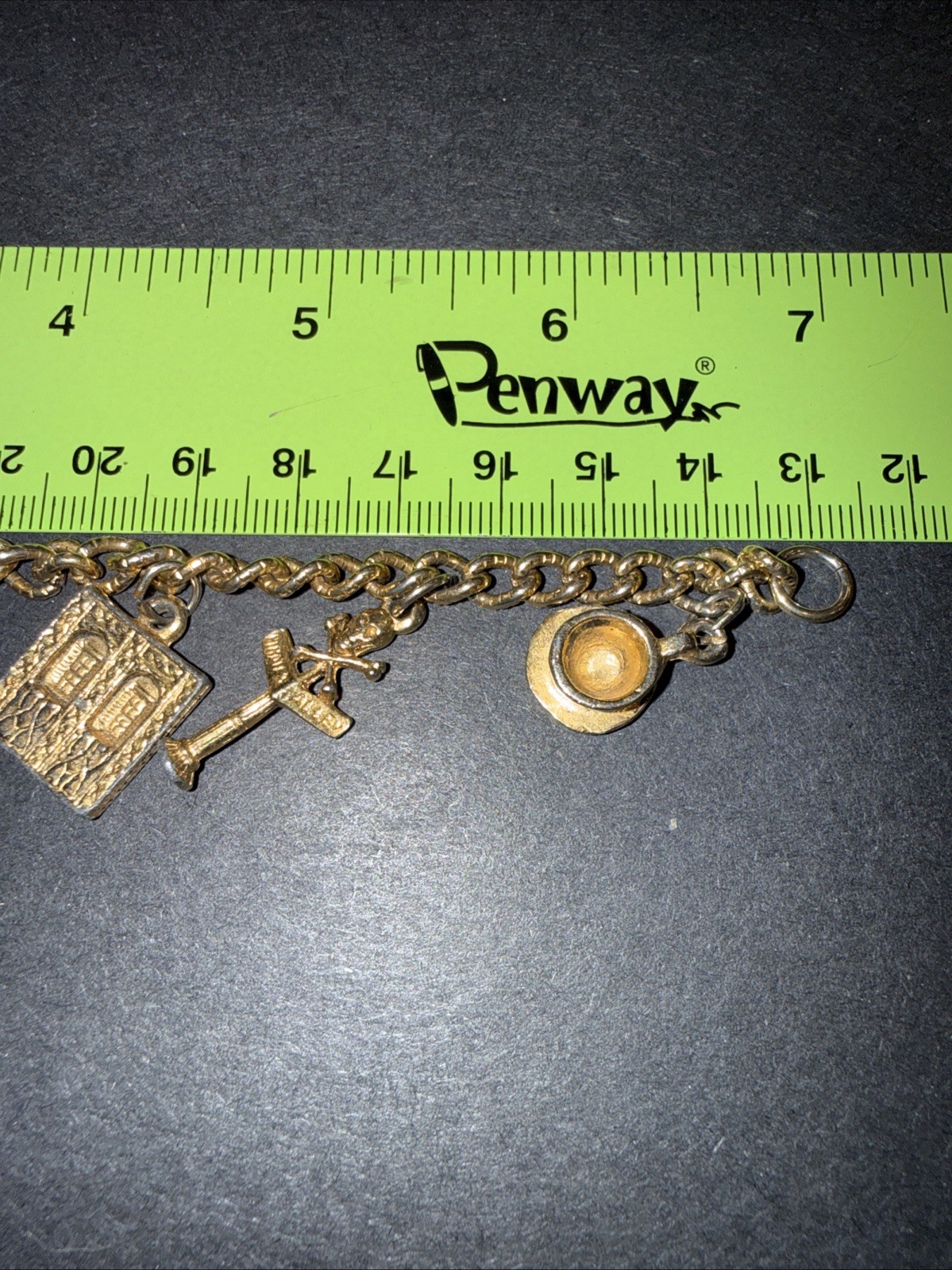 Vtg Coro Old Absinthe House Copper Bronze Tone Charm Bracelet New Orleans