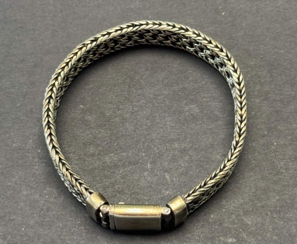 VINTAGE TRIPLE 3 TIMES WHEAT PATTERN CHAIN STERLING SILVER BRACELET