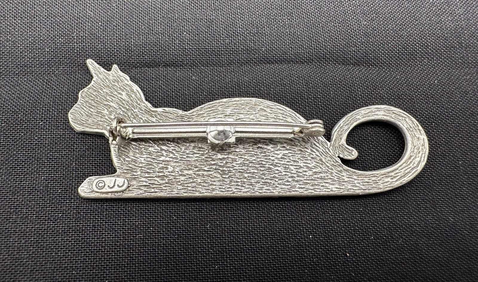 Vtg JJ Cat & 4 Mice Brooch Pewter Jonette Jewelry Whimsical Kitschy Chic