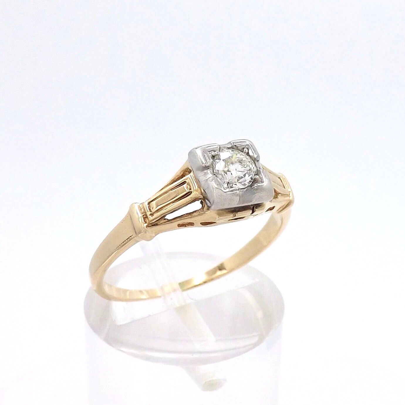 Victorian 14K Gold Old European Cut Diamond Promise Pre Engagement Ring sz7