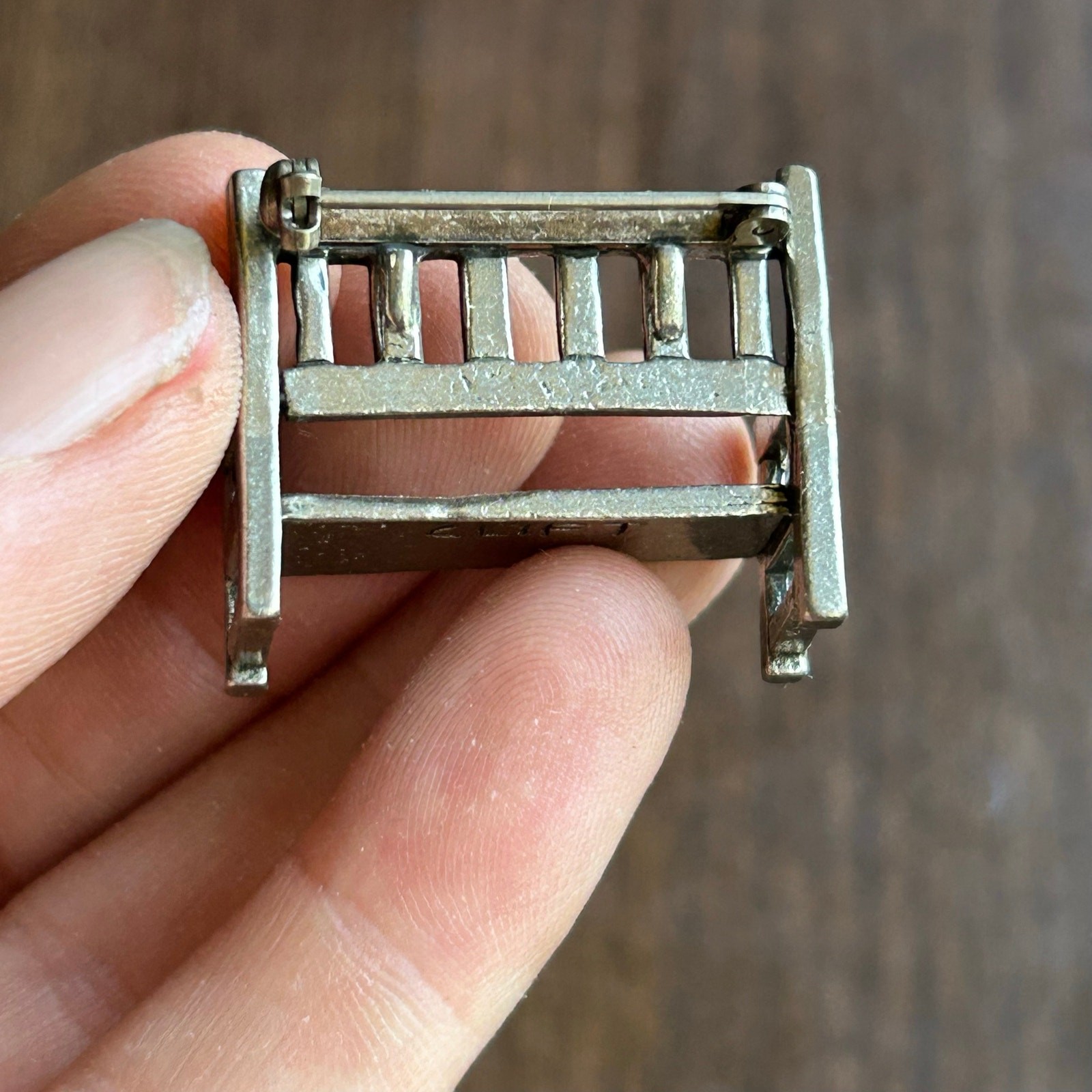 Vintage Clift Bench Pewter Brooch Pin
