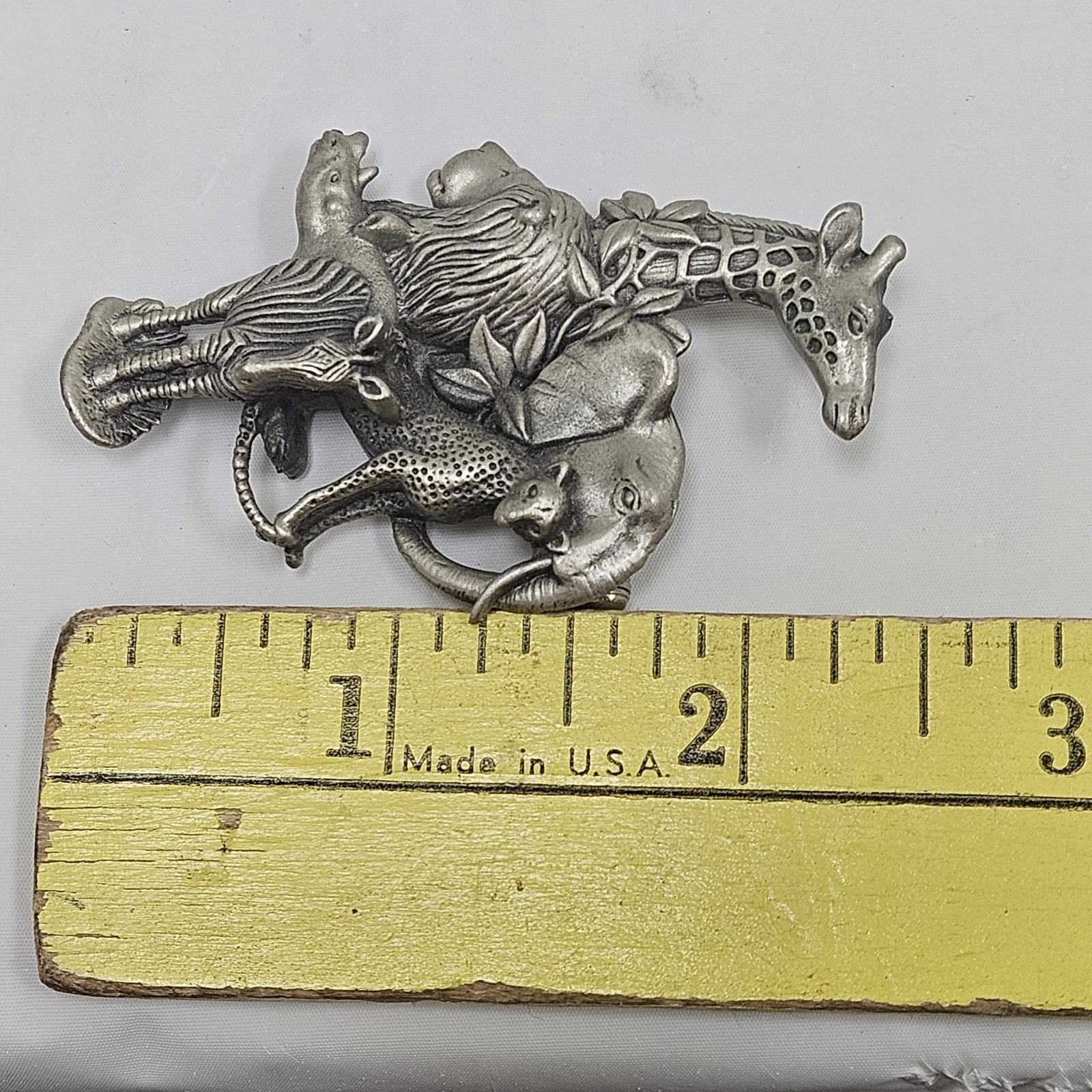 Fable Safari Animals Pewter Brooch Pin Vintage Signed Vintage Rare Collectible