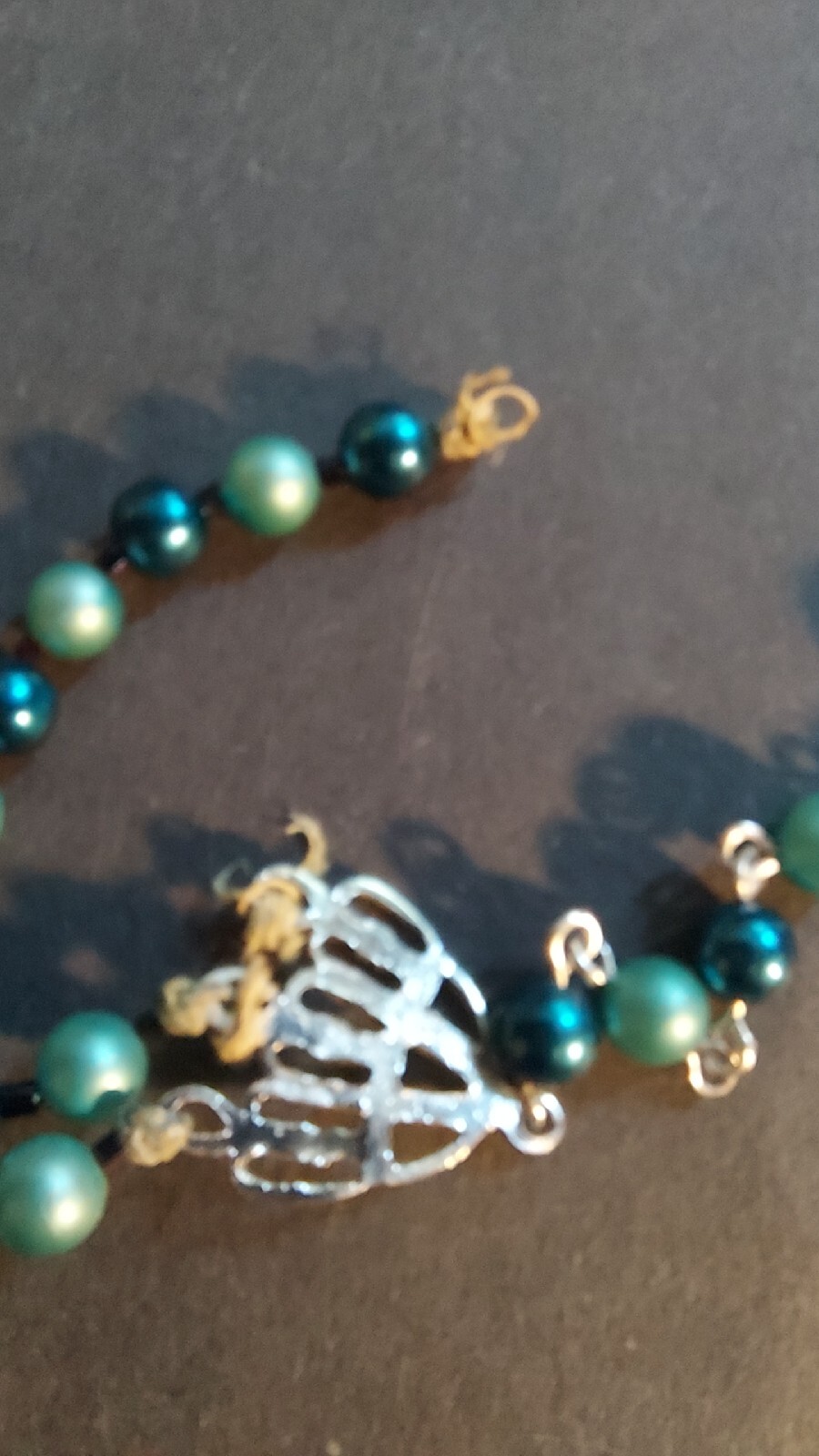 BEAUTIFUL SET VTG JAPAN BLUE/AQUA BEADED NECKLACE & CLIP EARRINGS 1952-?