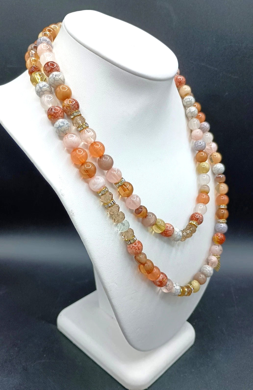 Chicos Multicolor Beaded Charm Station Stretch Necklace Crystal Flapper Long 42″