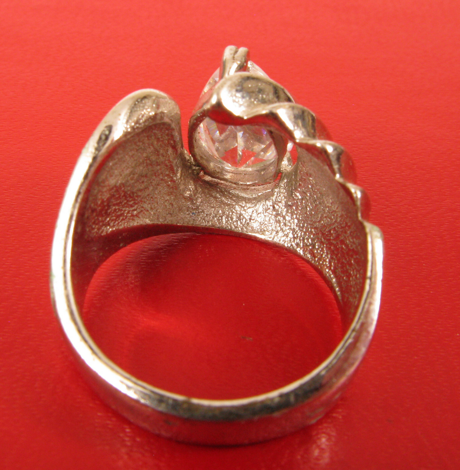 VINTAGE LINDENWOLD FINE JEWELERS STERLING SILVER CUBIC ZIRCONIA COCKTAIL RING !