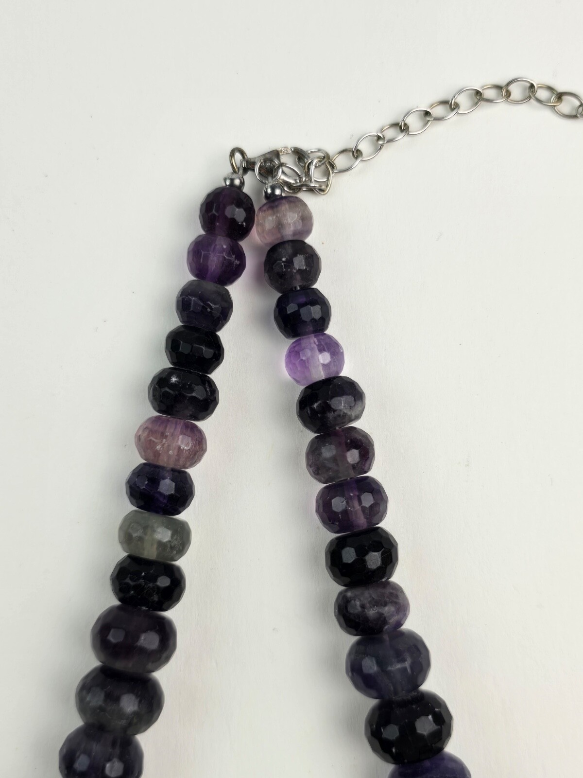 Sterling Silver Large Faceted Shades Purple Amethyst Graduated Bead Necklace 20″