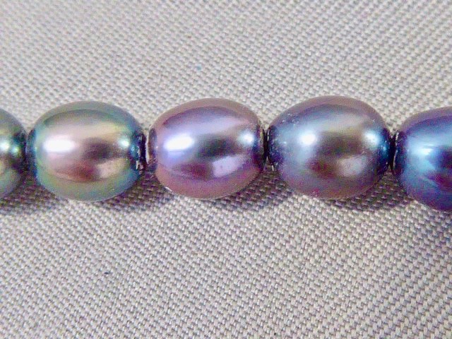 16.5 ” CULTURED gray blue PEARL KNOTTED NECKLACE 14K W GOLD CLASP & EARRINGS