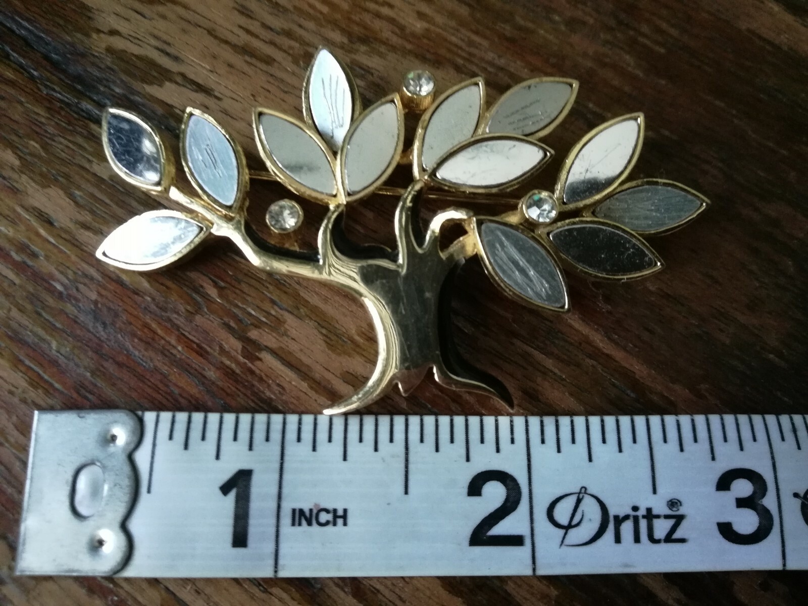 Vintage Orena Paris Tree of Life Gold Tone Brooch Pin Trombone clasp