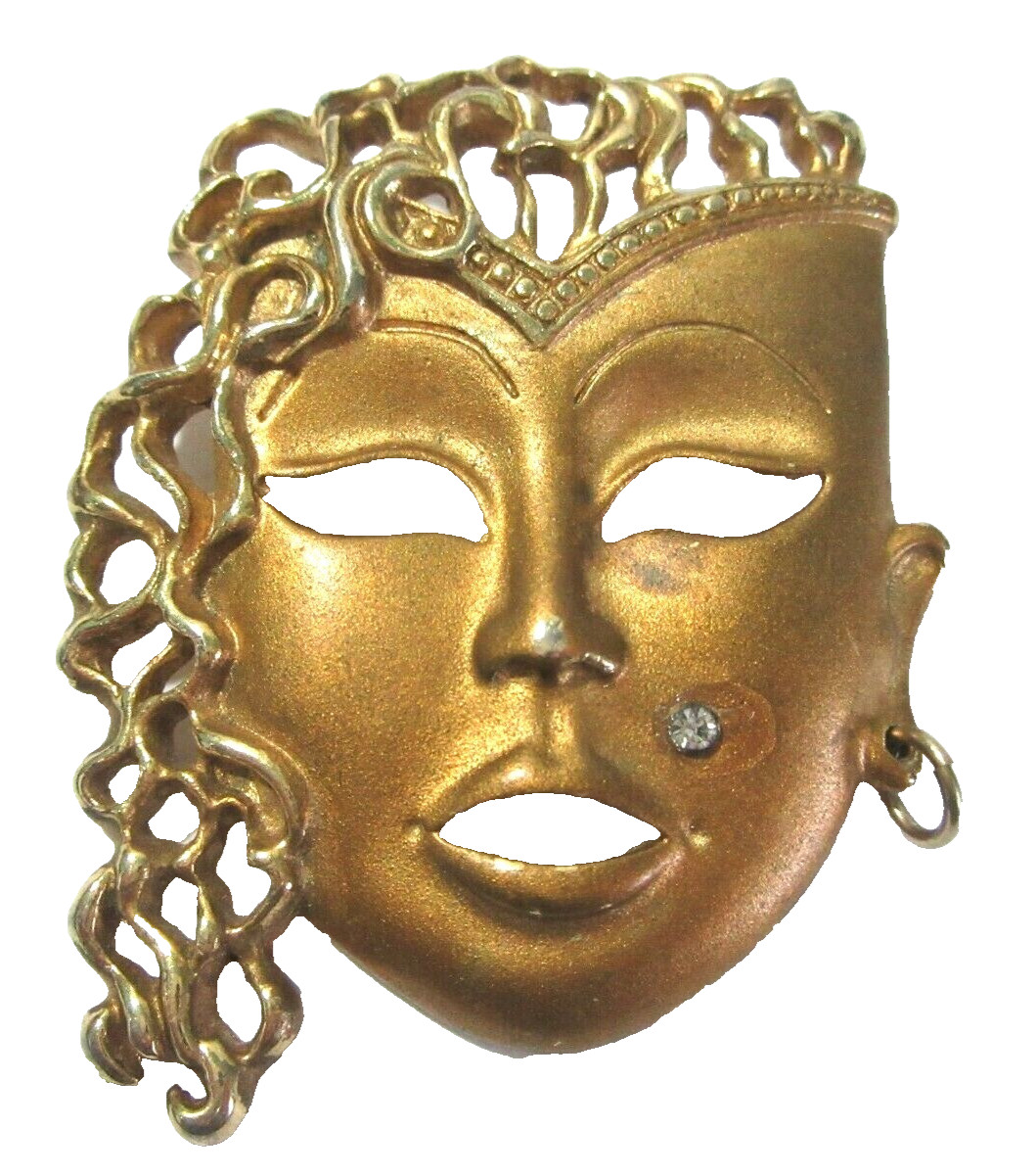 BRONZE TONE METAL VINTAGE ETHNIC LADY WOMAN PIN STYLISH W EARRING