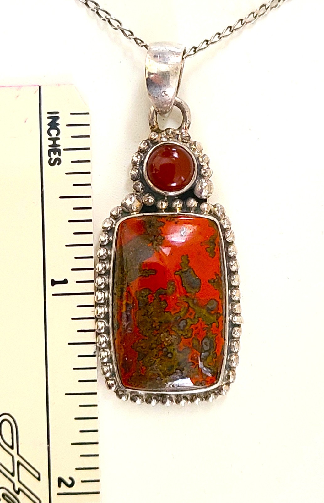 Vintage Moroccan Sterling Silver 925 Pendant Seam Agate (no chain included)