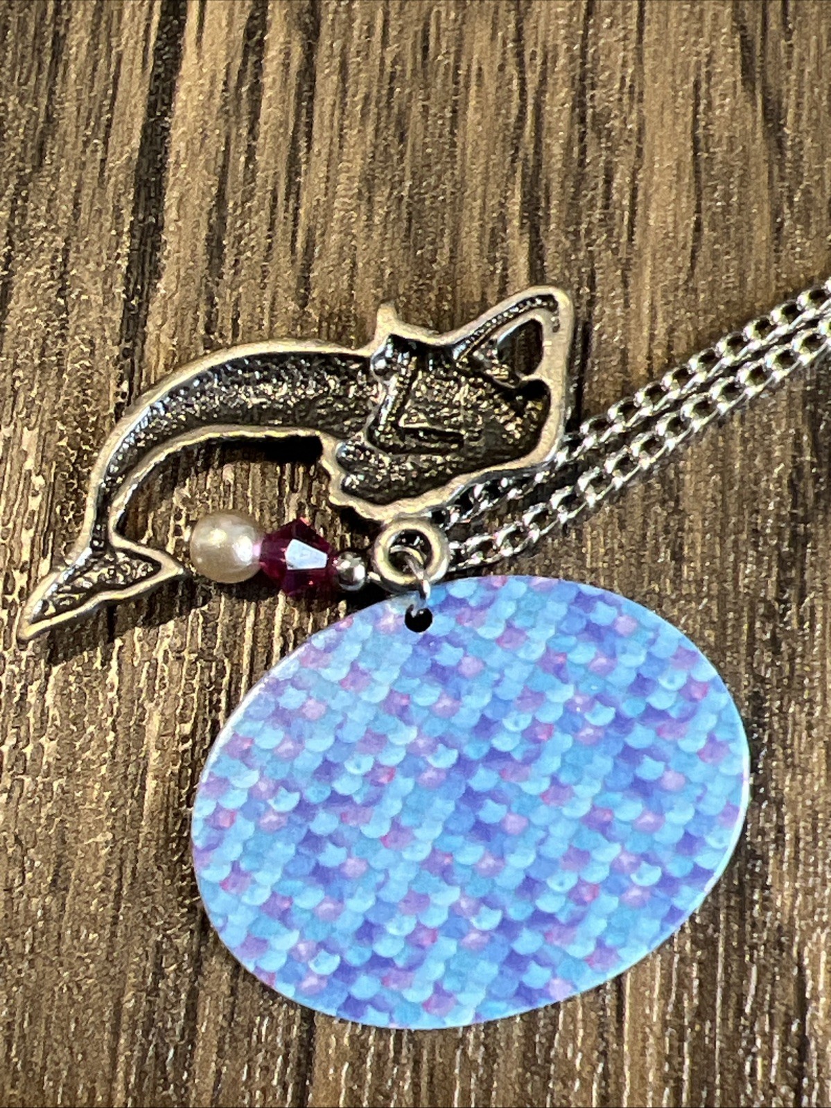 Vintage Mermaid Necklace Silver Toned Chain And Lobster Claw Clasp