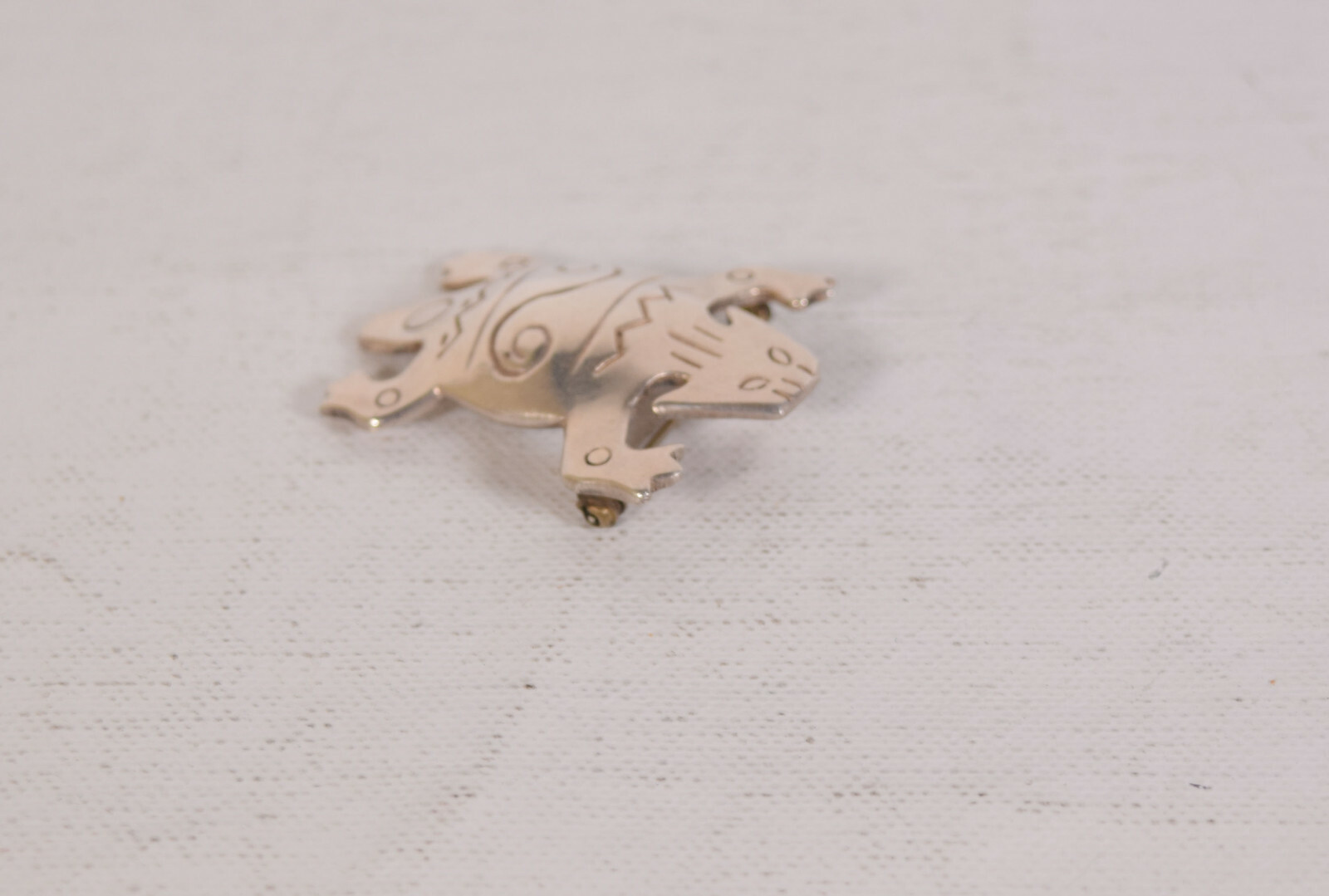 Vintage Sterling Silver Artist Signed Forbes Turtle Pin Brooch Thick Heavy