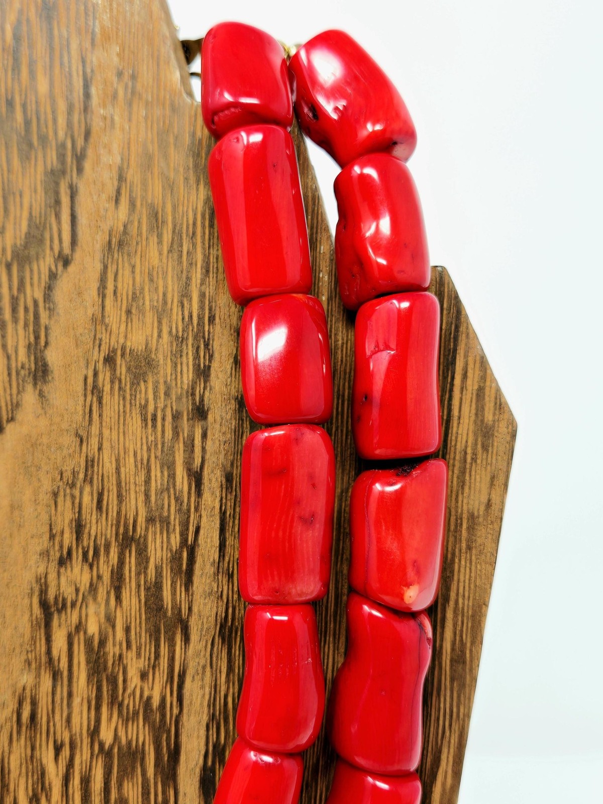 Barse Genuine Sea Bamboo Red Coral Double Strand Statement Necklace Southwestern