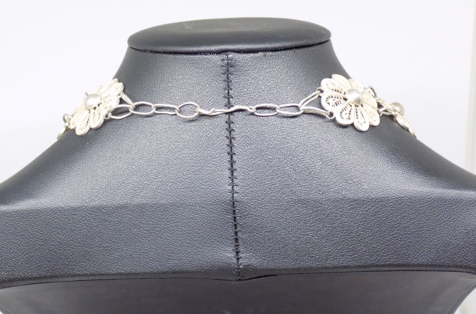 925 Sterling Silver Cannetille Filigree Floral Flower Necklace Tassel Pendant
