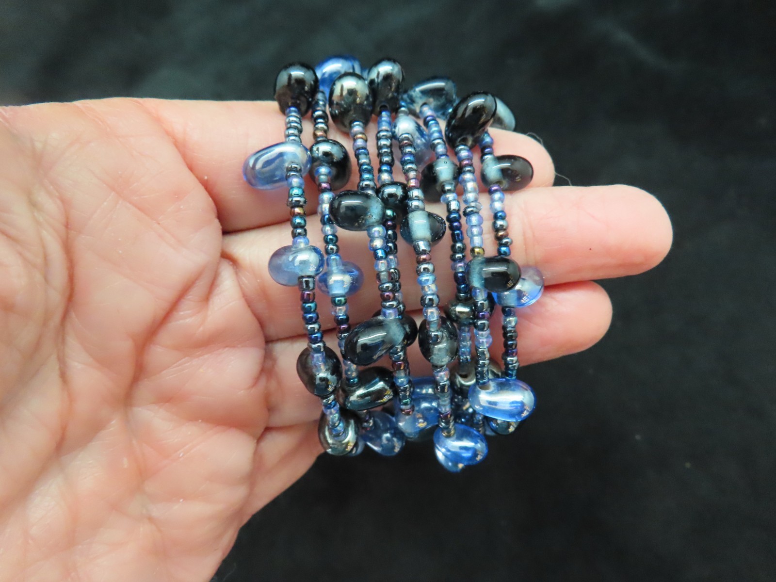 Vintage Multi Strand Wrap Bracelet w/Glass Beads