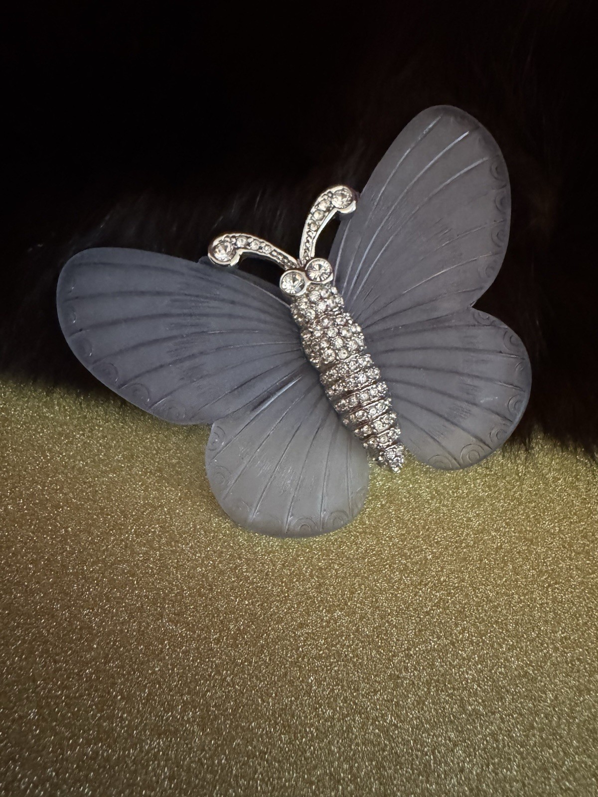 Stunning Butterfly Brooch, Lucite, signed Kenneth Jay Lane with crystals