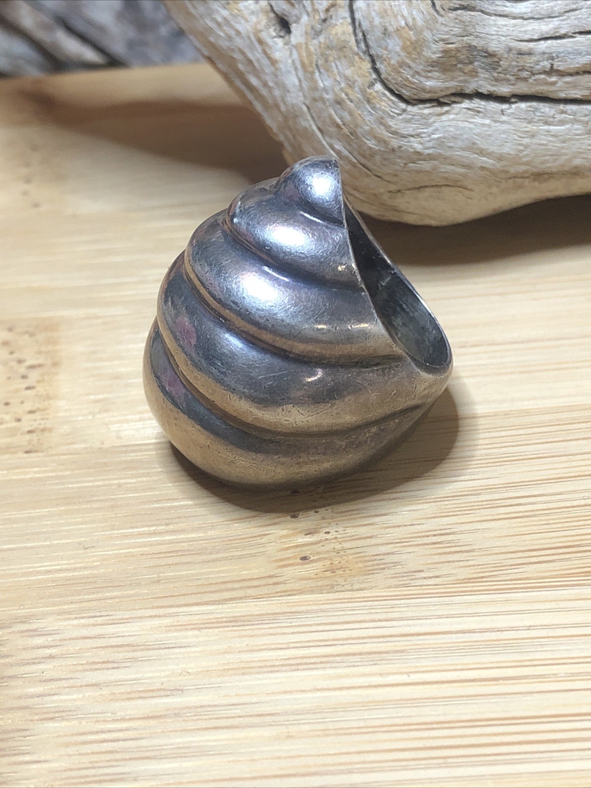 b51. Vintage AVM TAXCO Sterling Silver Rapa Shell Ring Size 6.75, 25.7g.Mex