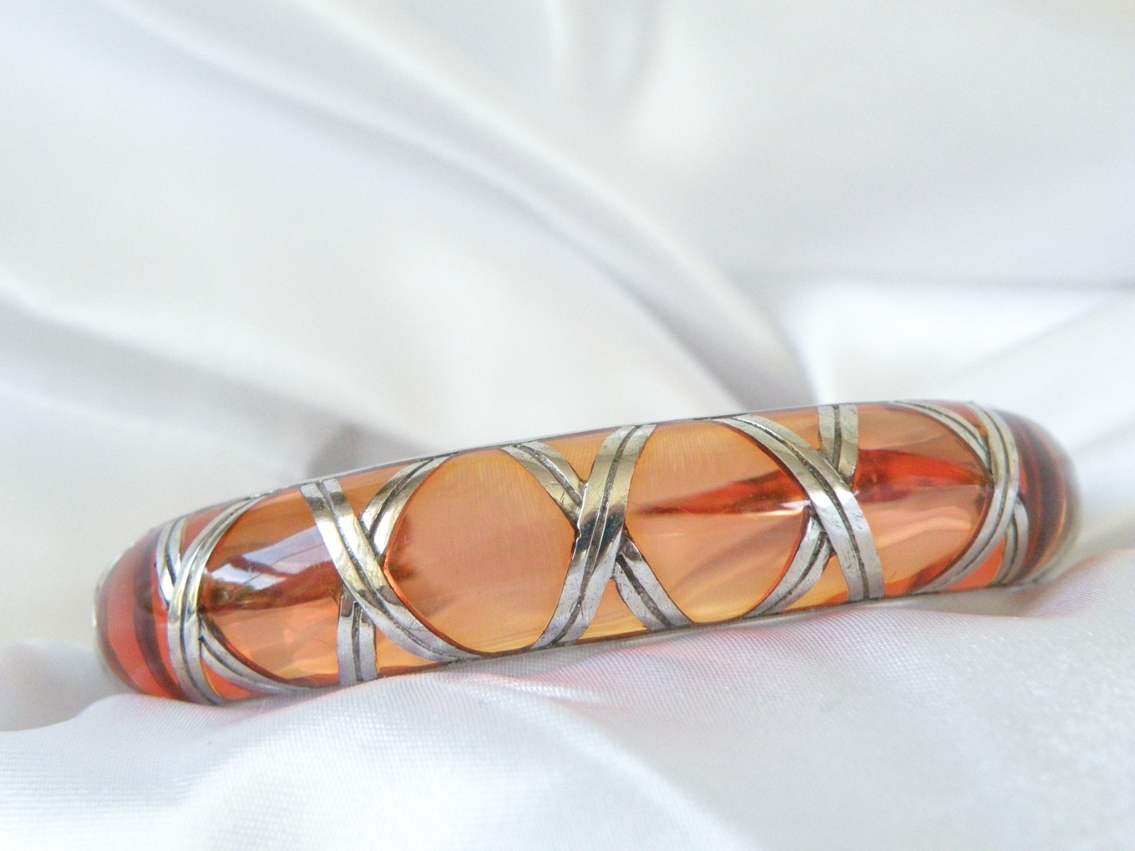 Angelique de Paris Sterling Silver Bamboo Thick Hinged Bracelet 7.5″
