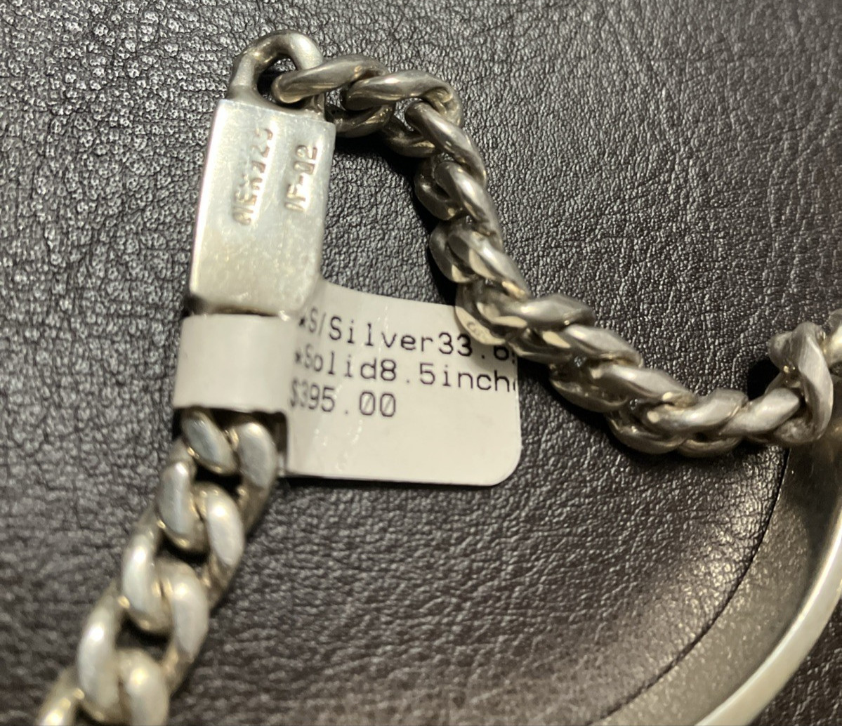 Mexico IF-02 Sterling Silver 925 Cuban ID Bracelet Solid 33 Grams 8.5 Inches