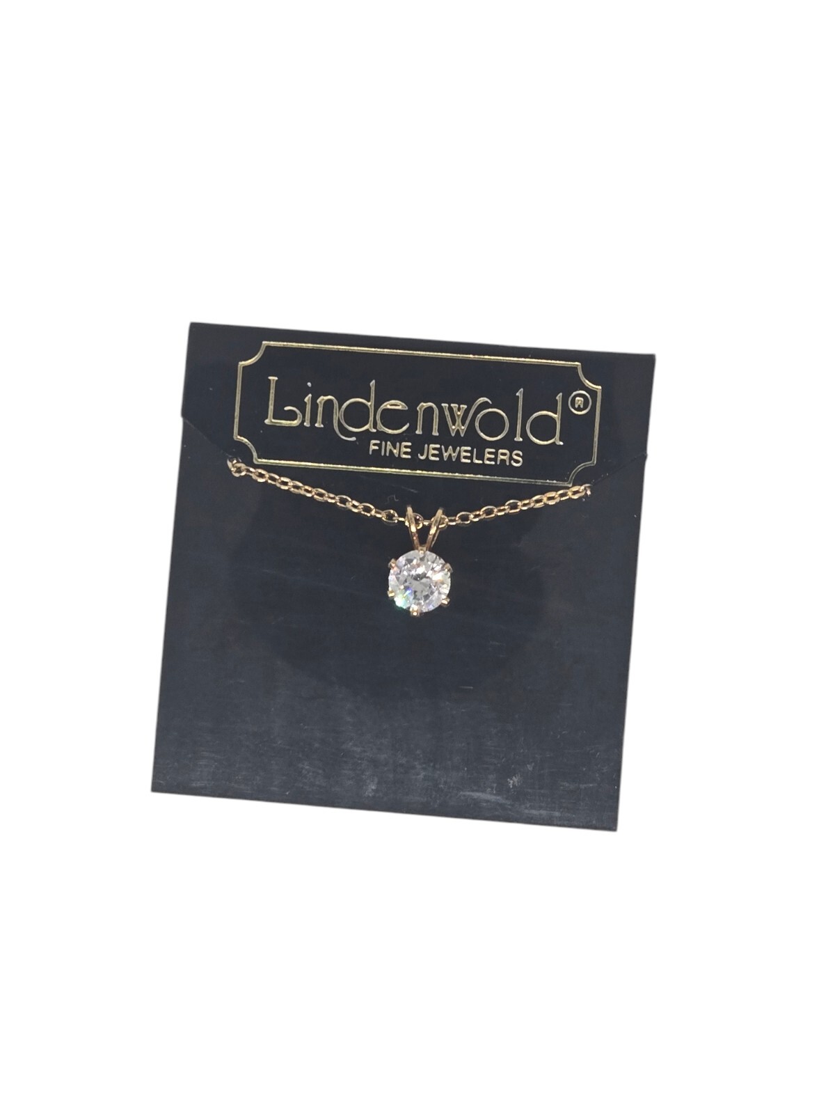 Vintage Lindenwold Fine Jewelers 18″ Gold Tone Cubic Zirconia Necklace Pendant