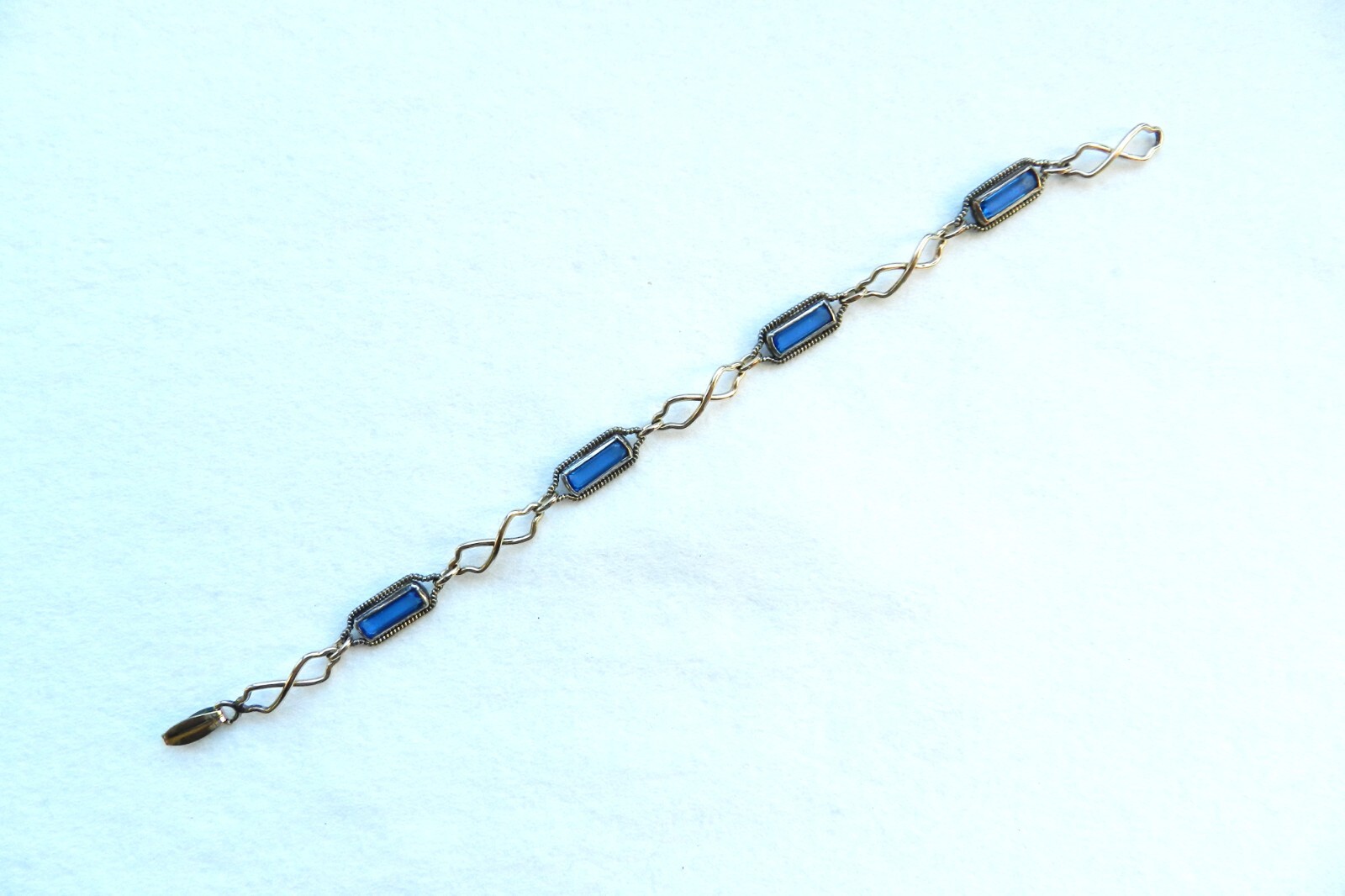 Antique 1/20 12K Yellow Gold Bracelet *7 5/8” x 1/4” * *Glass Gems* *7.5 Grams*