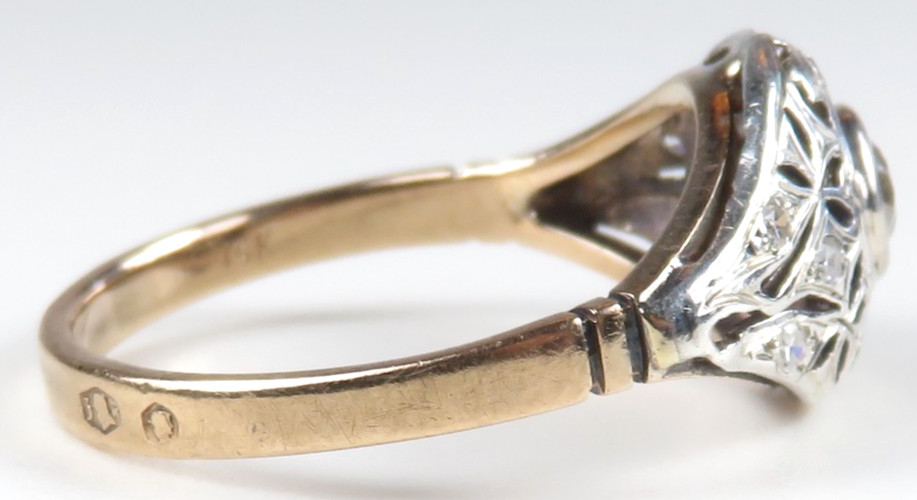 Victorian Edwardian 14KY Silver Diamond Engagement Ring Size 7 UK-N1/2 EGL USA