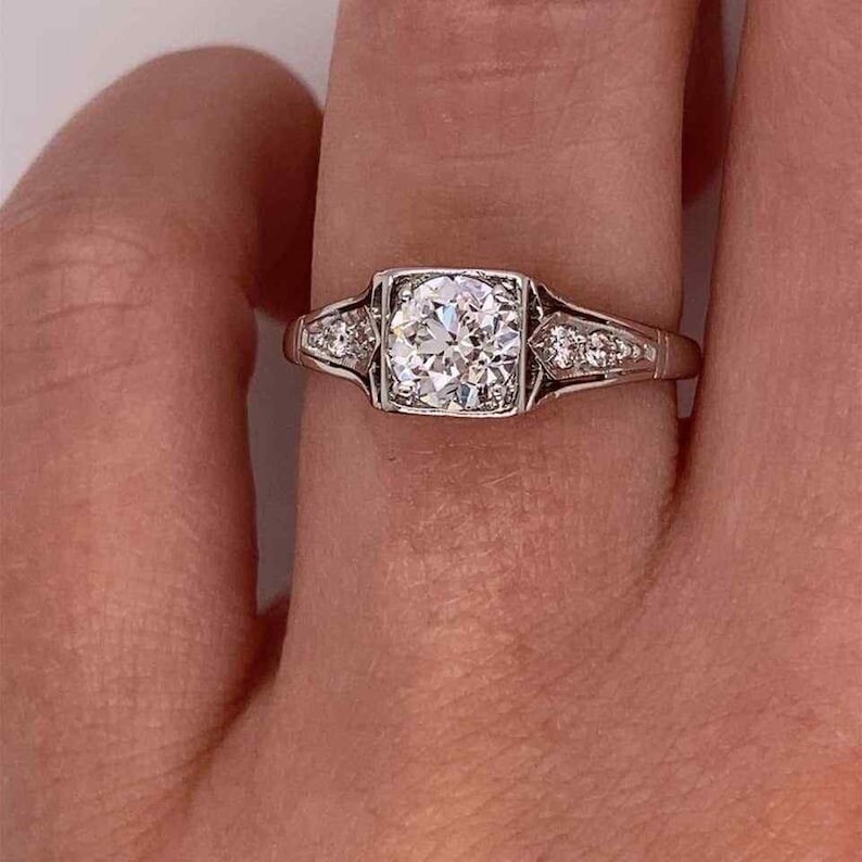 Old European Cut Wedding Bridal Ring Edwardian ArtDeco Ring Engagement Gift Ring
