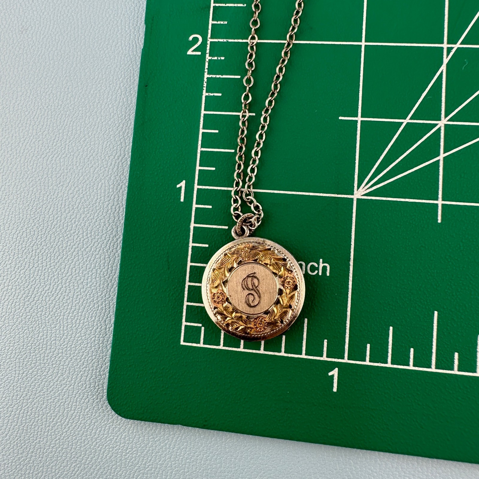 Vintage Locket Necklace Sterling 925 Gold Tone Inlay Letter P 1975 Engraved