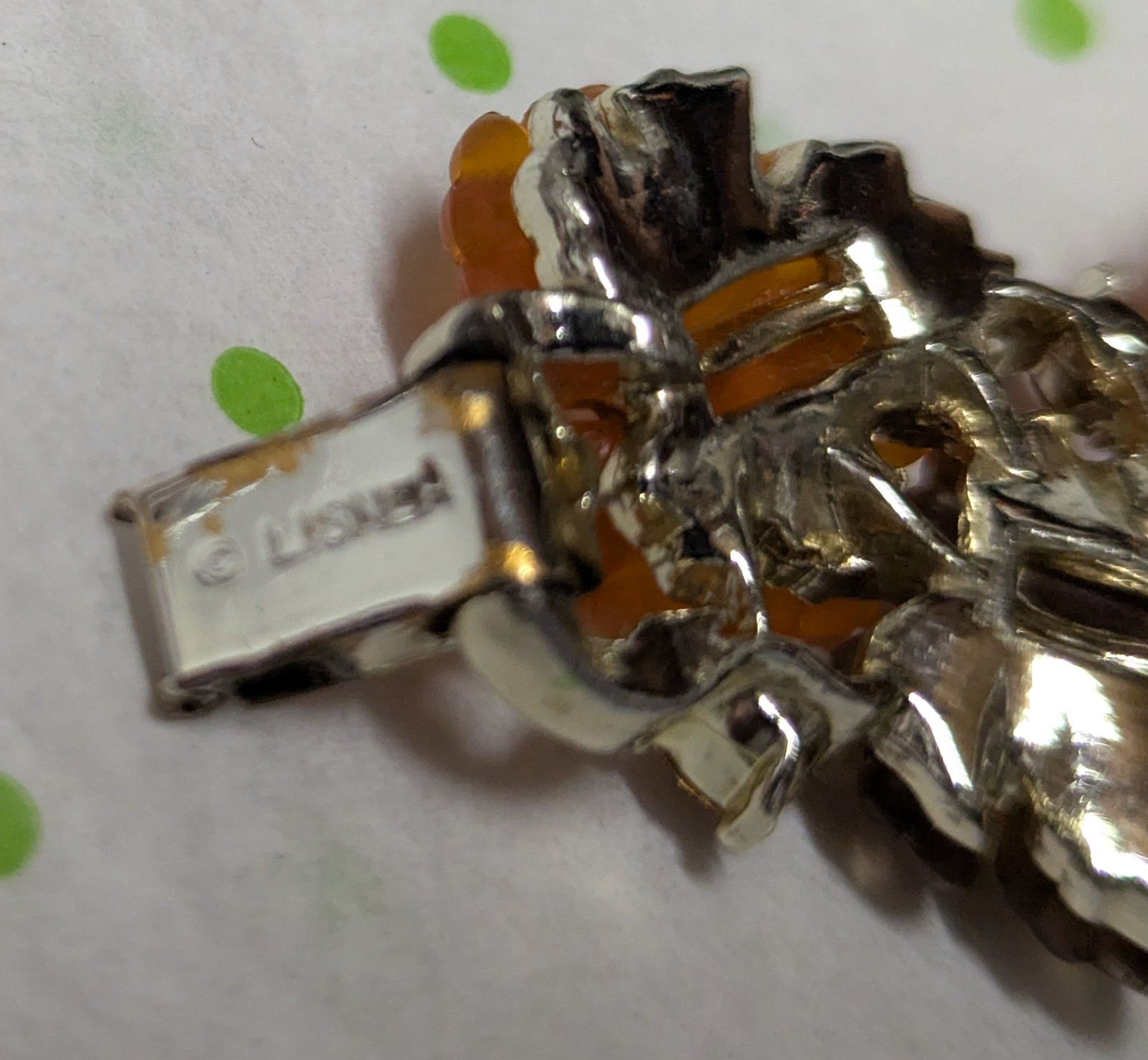 Lisner Leaf Lucite Bracelet and Necklace Goldtone Fall Colors