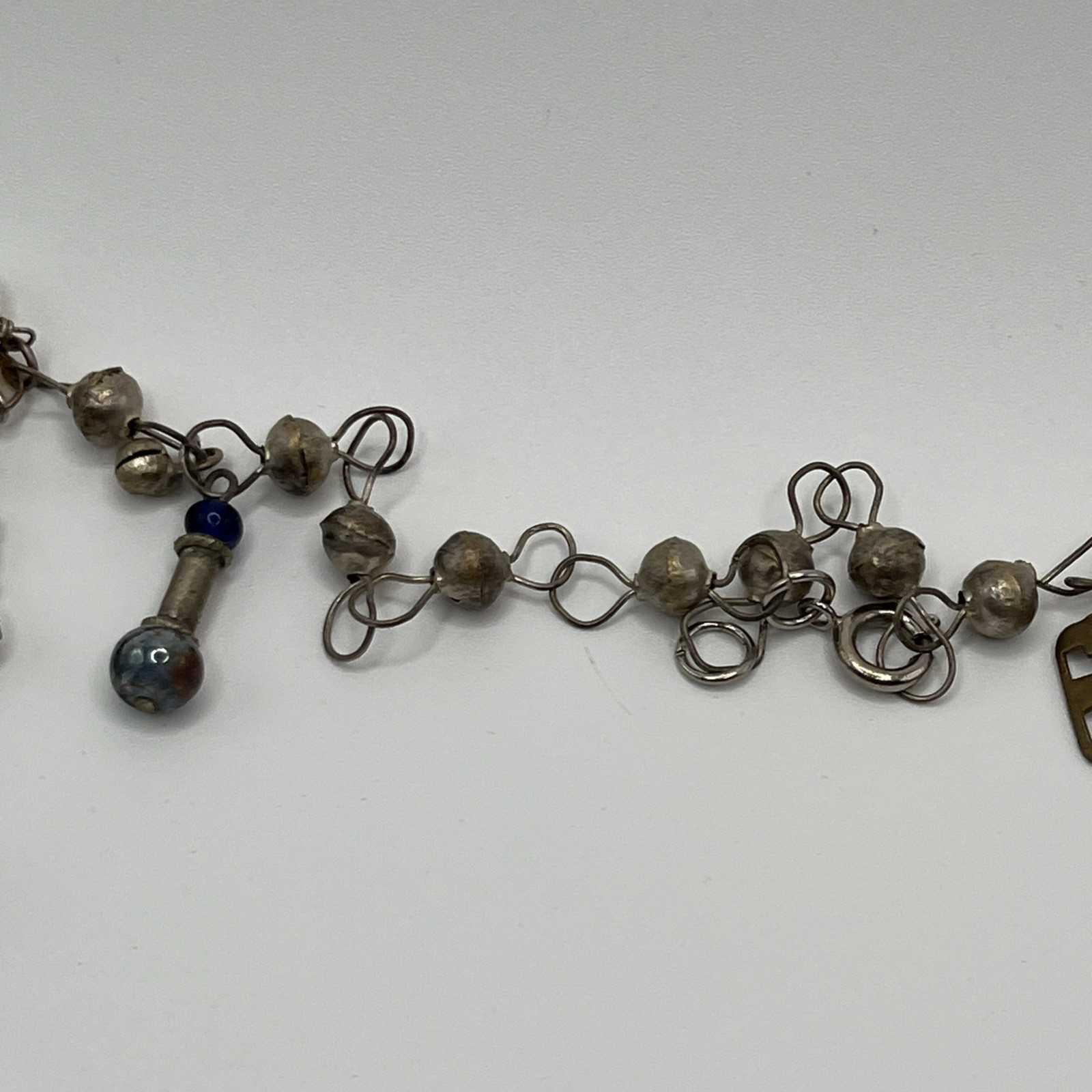 Vintage Guatemalan Chachal Necklace Thunderbird Horse Charms Silver Tone 22″