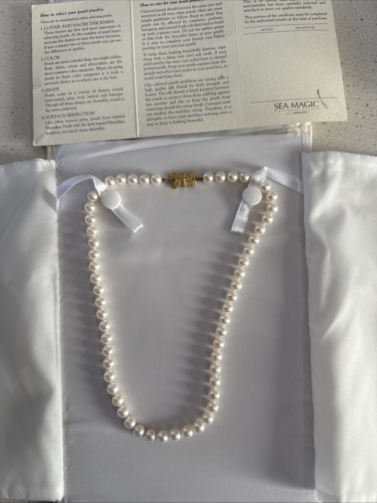 6.5mm Mikimoto Akoya 16″ Long Cultured Pearl Necklace 14K Clasp